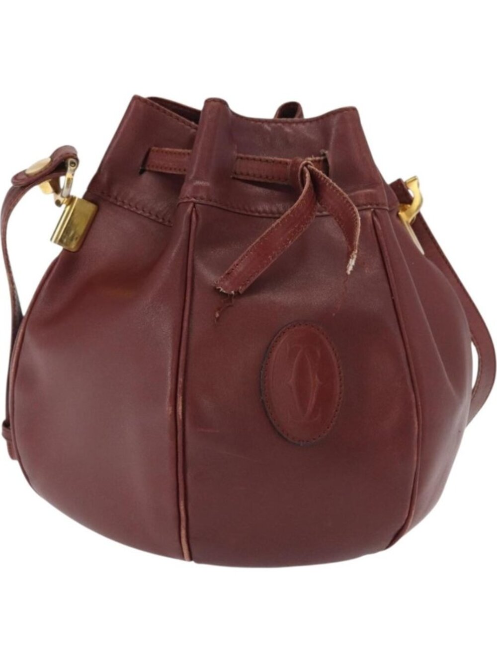 CARTIER Must Line Shoulder Bag Leather Bordeaux Gold